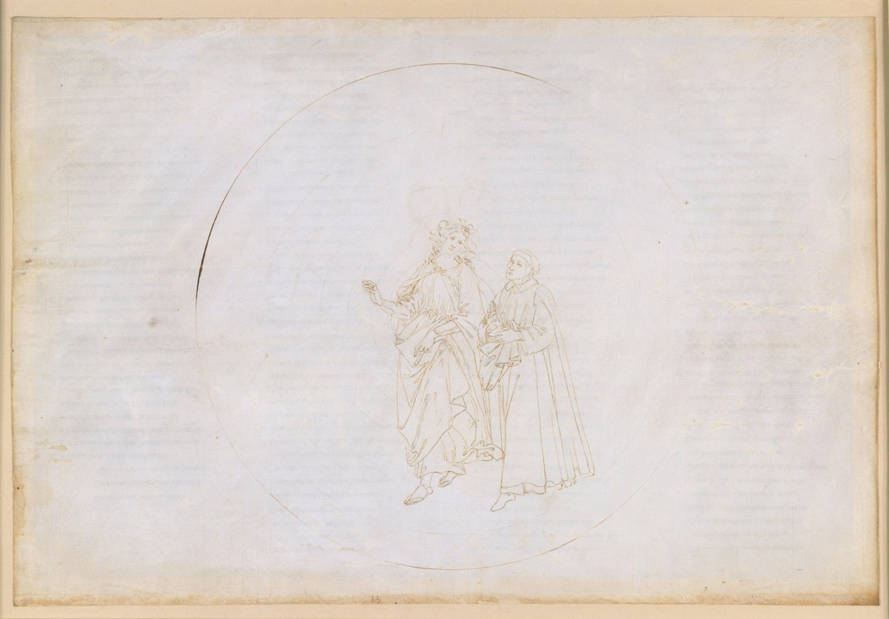 La Divina Commedia, Paradiso XIII. Quarta sfera planetaria (Cielo del Sole): Tommaso d’Aquino spiega a Dante il principio dell’amore divino e della Trinità da Sandro Botticelli