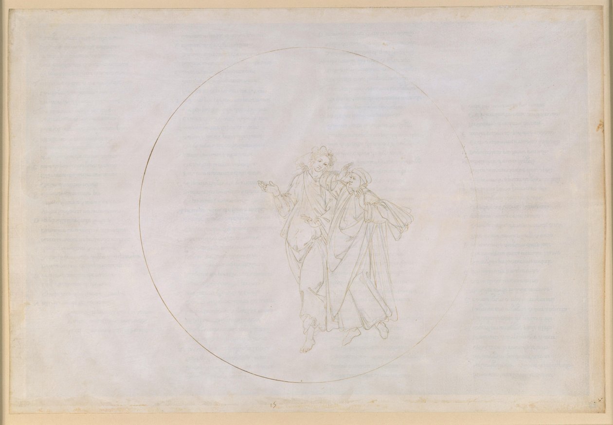 La Divina Commedia, Paradiso XV. Quinta sfera planetaria (Cielo di Marte): Cacciaguida, capostipite della famiglia Alighieri, racconta a Dante dei suoi antenati nell’antica Firenze da Sandro Botticelli