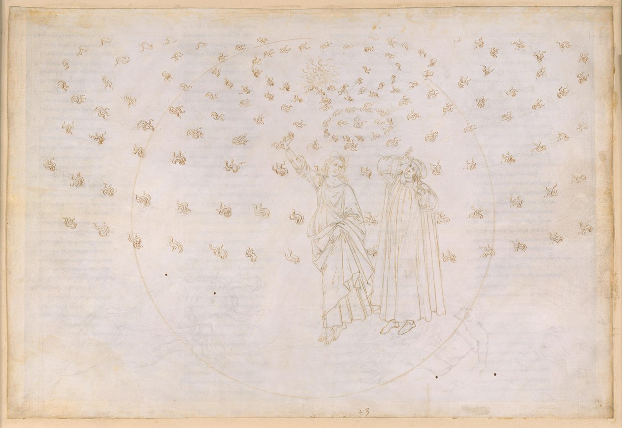 La Divina Commedia, Paradiso XXIII. Ottava sfera (cielo delle stelle fisse): visione del trionfo di Cristo; Dante vede Beatrice nella sua vera forma; la danza mariana e i dodici apostoli da Sandro Botticelli