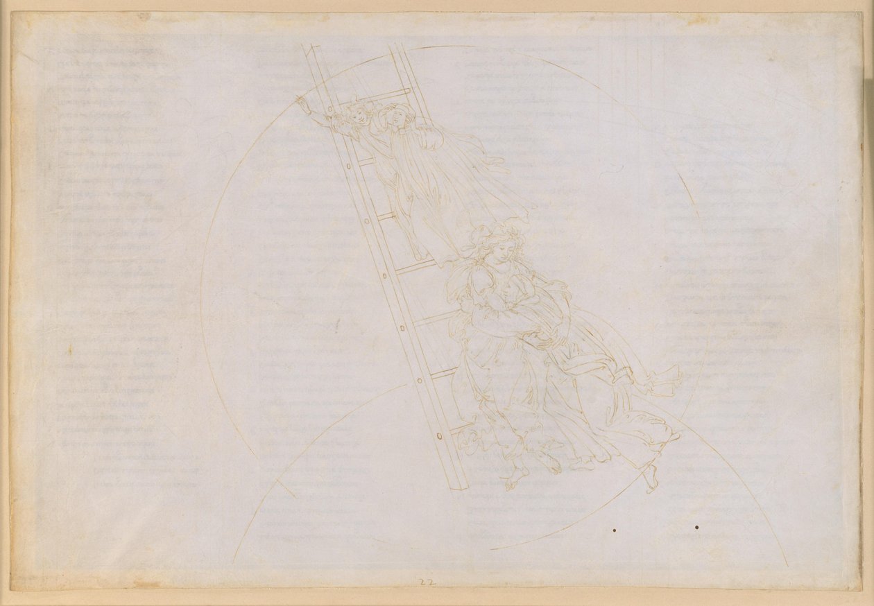 La Divina Commedia, Paradiso XXII. Settima sfera planetaria (Cielo di Saturno): racconto di san Benedetto; ascesa attraverso la scala di Giacobbe verso il cielo delle stelle fisse da Sandro Botticelli
