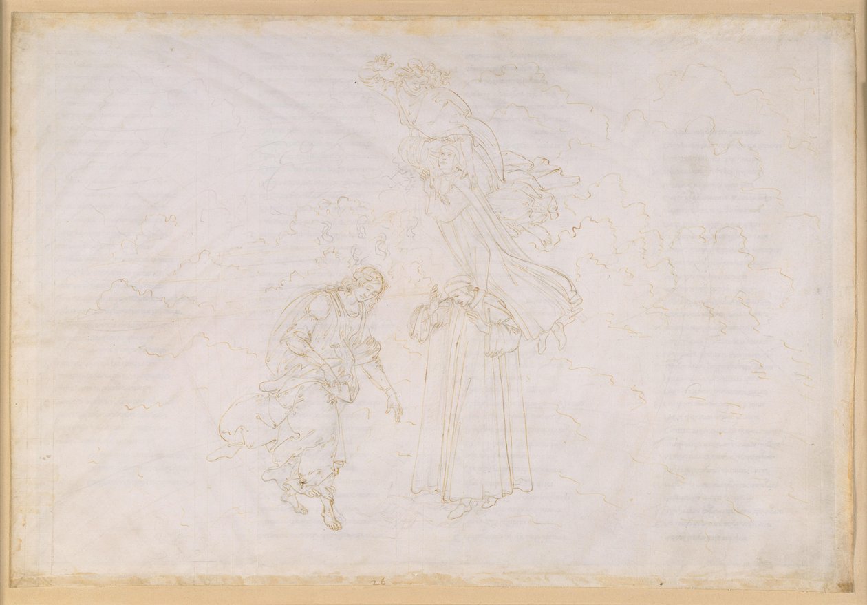 La Divina Commedia, Paradiso XXVII. Ottava sfera (cielo delle stelle fisse): Pietro pronuncia un sermone di condanna contro il papato corrotto; ascesa al cielo di cristallo, il Primum Mobile da Sandro Botticelli