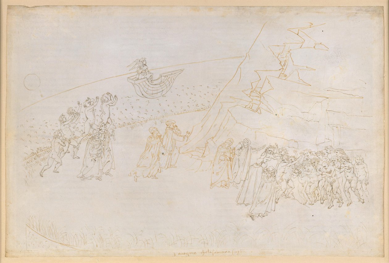 La Divina Commedia, Purgatorio III. Antipurgatorio (Anello delle Isole): penitenza dei defunti scomunicati; colloquio con Manfred von Hohenstaufen da Sandro Botticelli