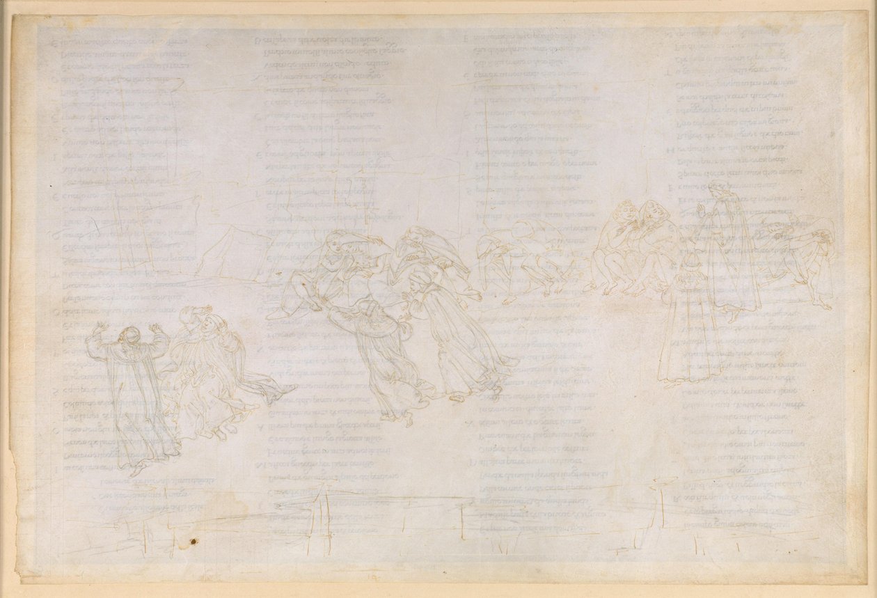 La Divina Commedia, Purgatorio XIV. Secondo anello del Purgatorio: penitenza per l’invidia e la gioia per il male altrui; colloquio tra Guido del Duca e Rinieri da Calboli da Sandro Botticelli