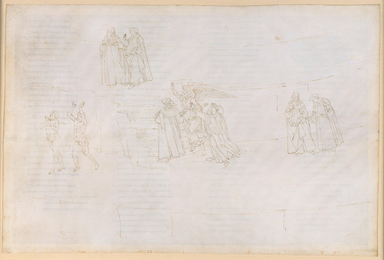 La Divina Commedia, Purgatorio XVII. Ascesa al quarto cerchio del Purgatorio: Virgilio spiega a Dante il Purgatorio da Sandro Botticelli