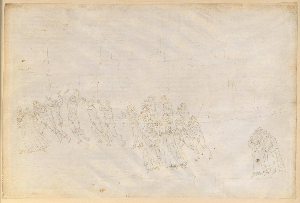 La Divina Commedia, Purgatorio XVI. Terzo cerchio del Purgatorio: la penitenza degli irascibili; il colloquio di Dante con Marco Lombardo da Sandro Botticelli