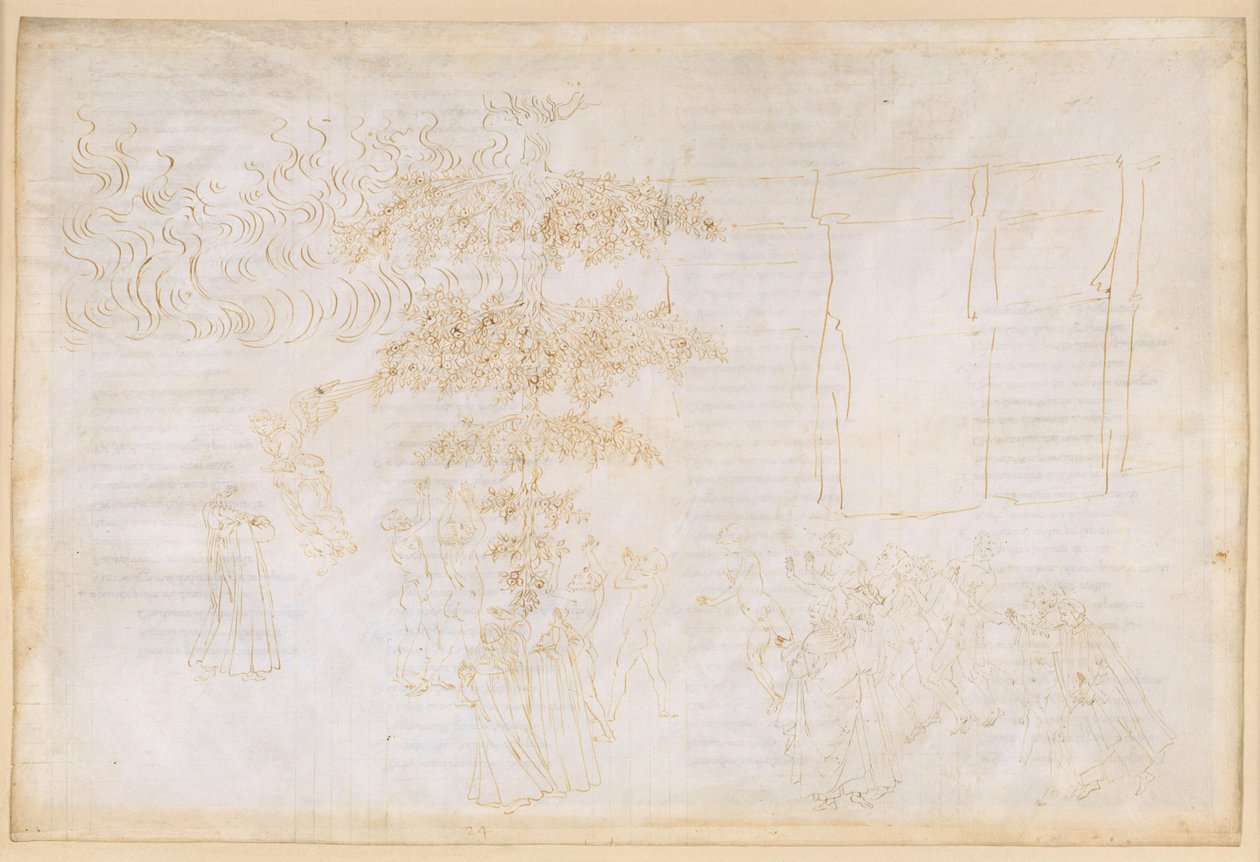 La Divina Commedia, Purgatorio XXIV. Sesto anello del Purgatorio: la penitenza dei golosi; colloqui con Forese Donati e Bonagiunta Orbicciani; l’angelo durante la salita al settimo anello da Sandro Botticelli