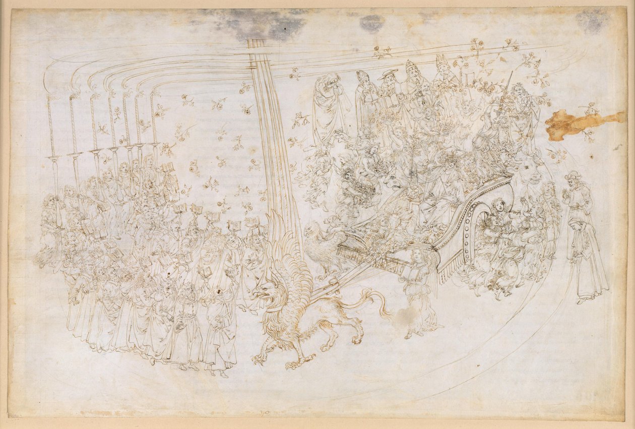 La Divina Commedia, Purgatorio XXX. Il Paradiso Terrestre: Beatrice sul carro trionfale da Sandro Botticelli