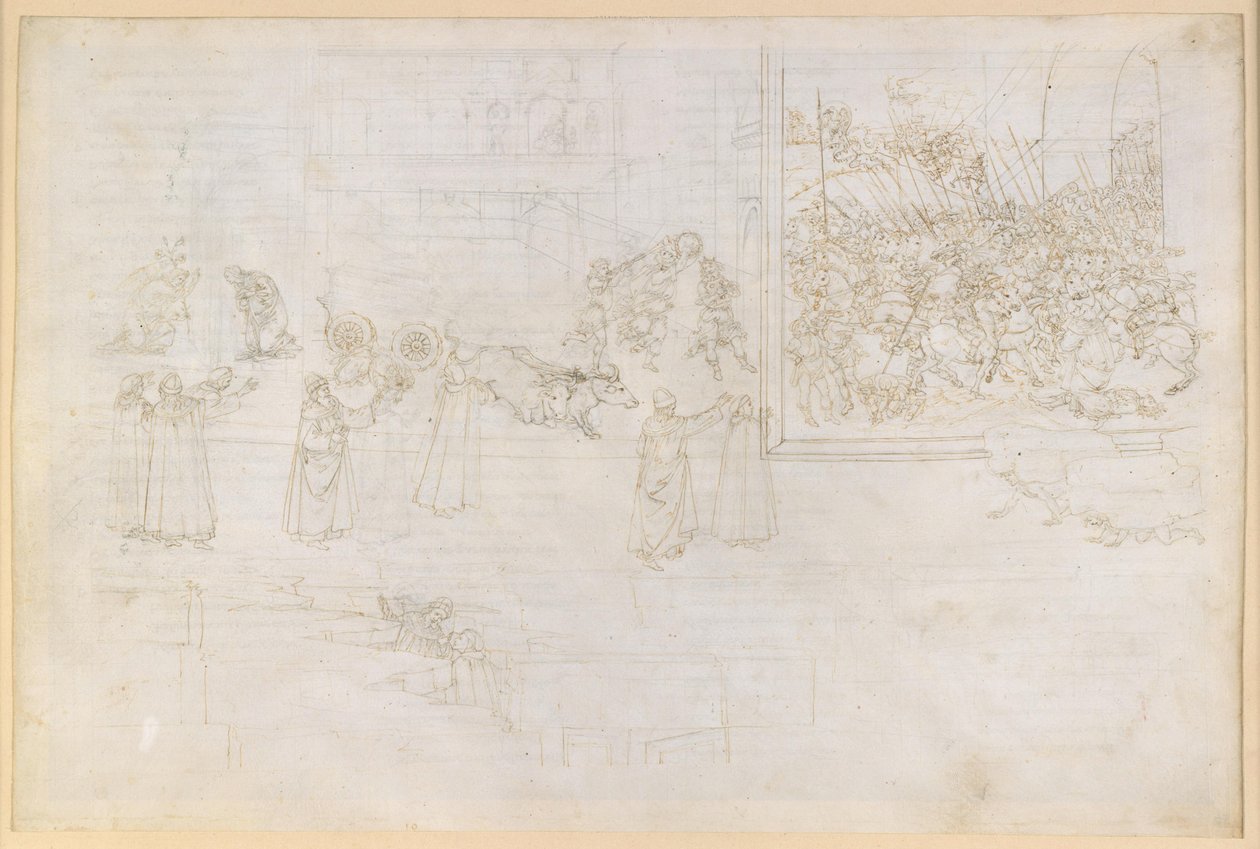 La Divina Commedia, Purgatorio X. Primo cerchio del Purgatorio: i rilievi in marmo; la penitenza degli superbi da Sandro Botticelli