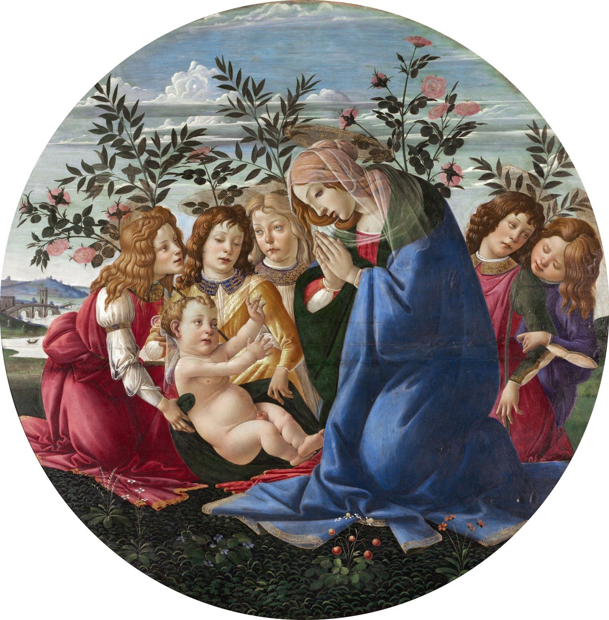 Madonna adorante il Bambino con cinque angeli da Sandro Botticelli