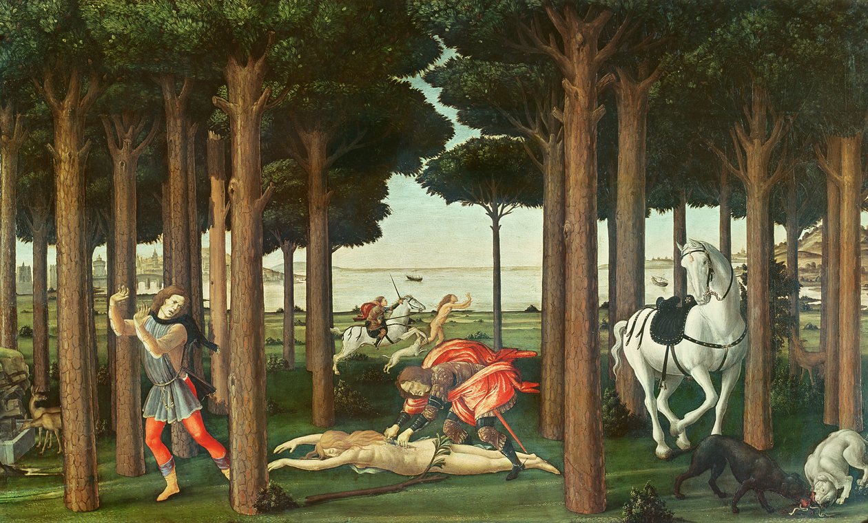 Lo sventramento della donna inseguita: Scena II della Storia di Nastagio degli Onesti, c.1483 da Sandro Botticelli