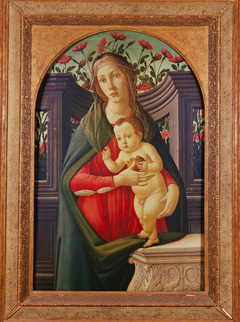 La Madonna e il Bambino in una nicchia decorata con rose da Sandro Botticelli