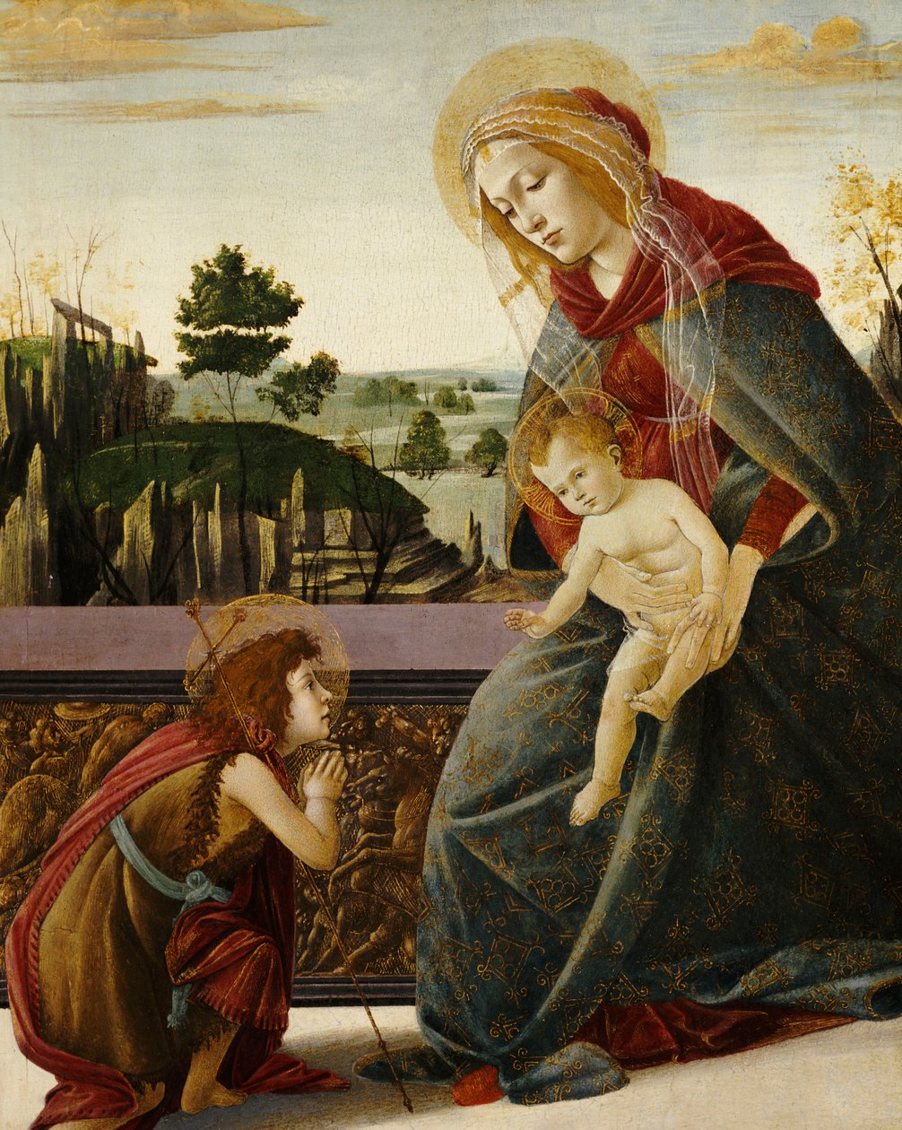 La Madonna e il Bambino con il giovane San Giovanni Battista in un paesaggio da Sandro Botticelli
