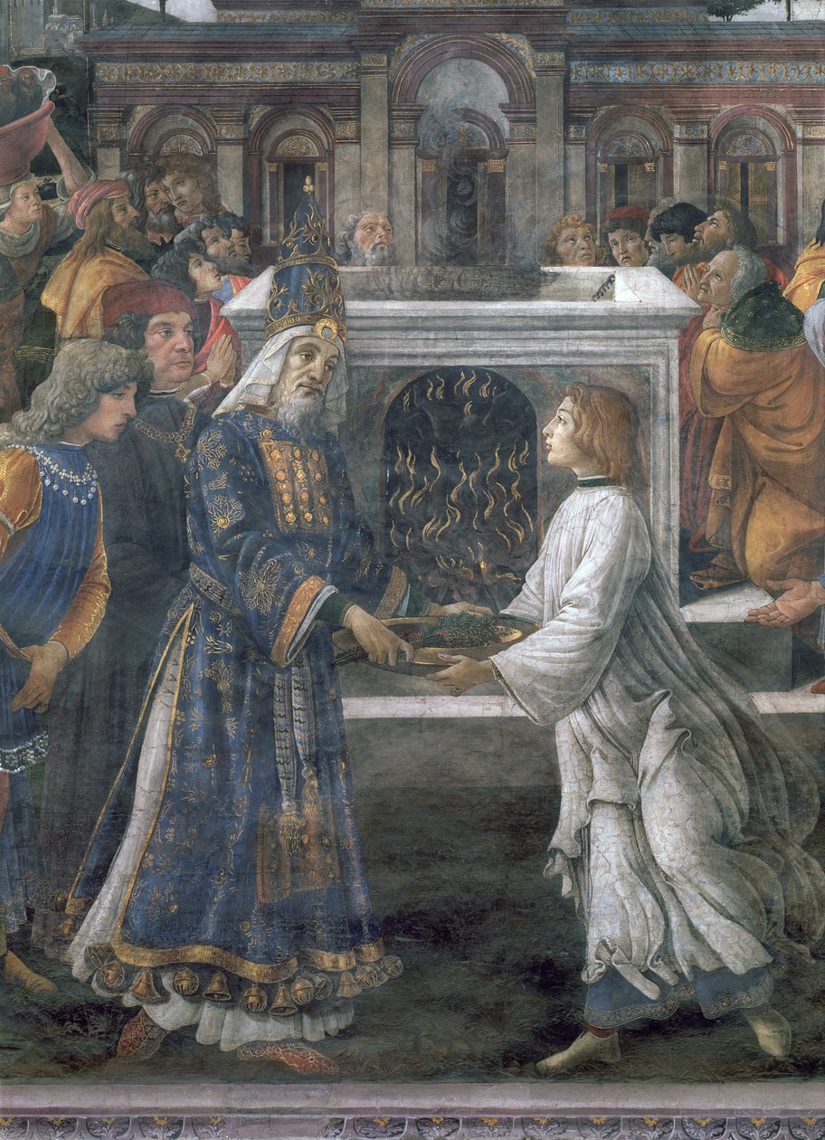 La Purificazione del lebbroso e la Tentazione di Cristo, nella Cappella Sistina: dettaglio della cerimonia di purificazione da Sandro Botticelli