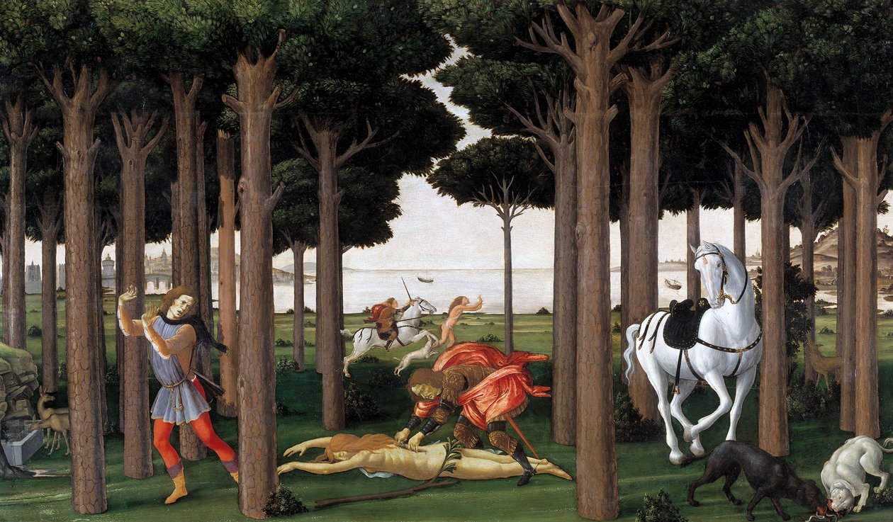 La storia di Nastagio degli Onesti Secondo episodio, ca 1483 da Sandro Botticelli