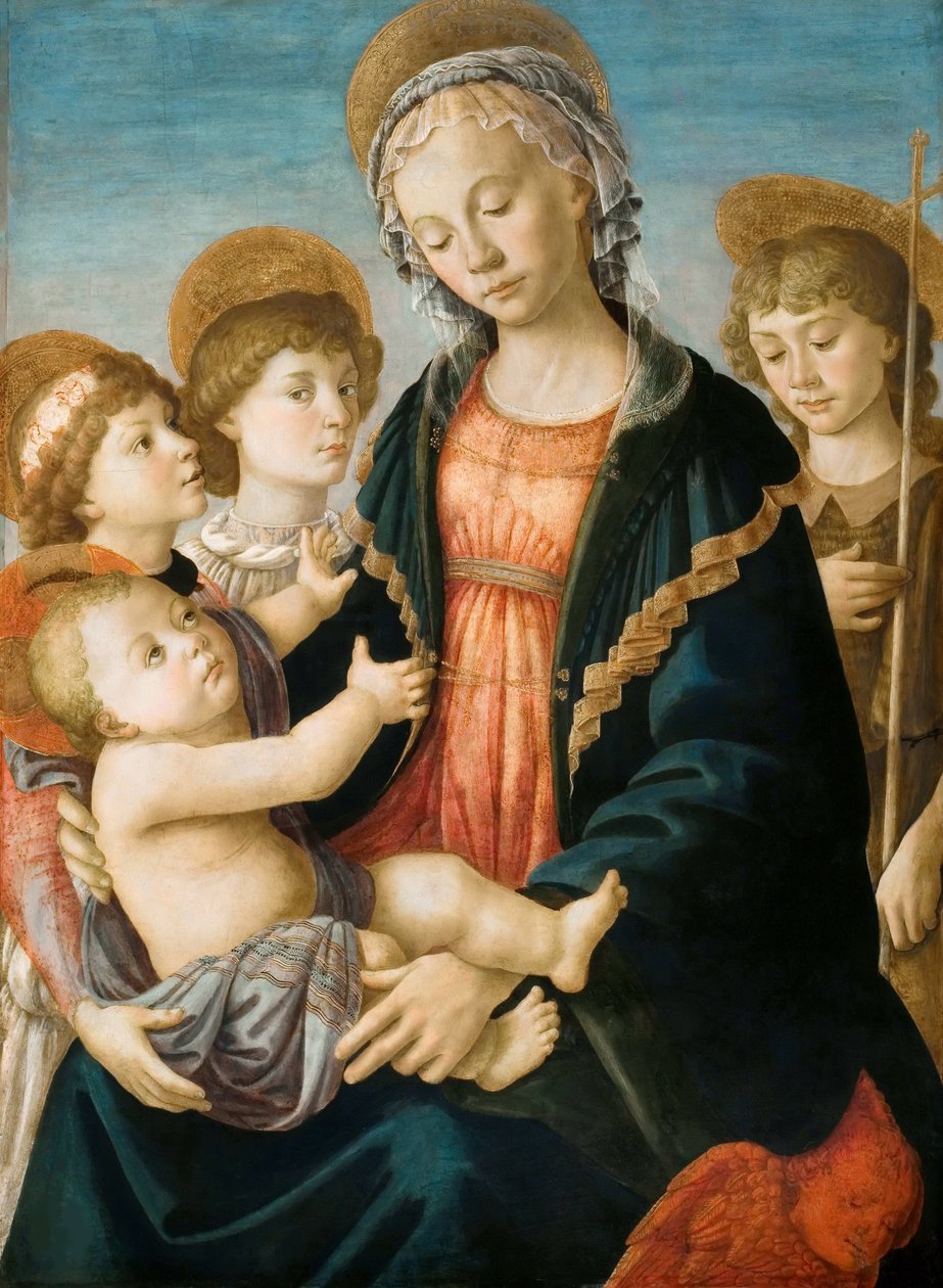 La Vergine e il Bambino con due angeli e il giovane San Giovanni Battista, ca 1467 da Sandro Botticelli