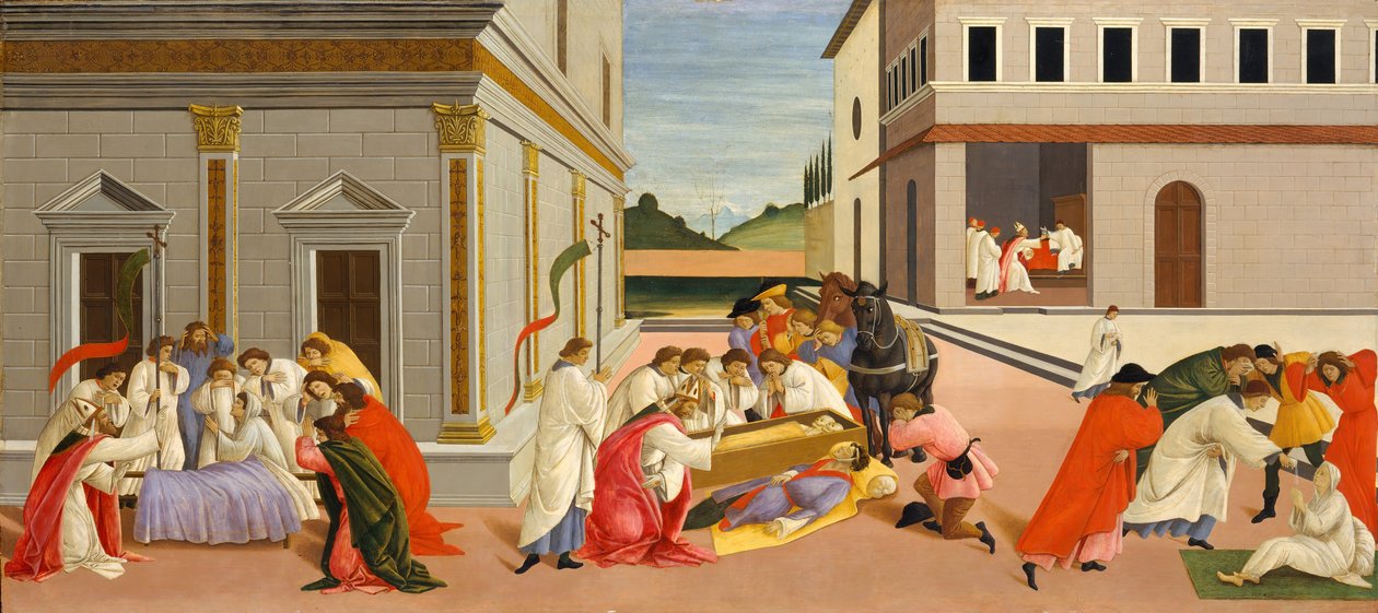 Tre miracoli di San Zenobio, circa 1500 da Sandro Botticelli