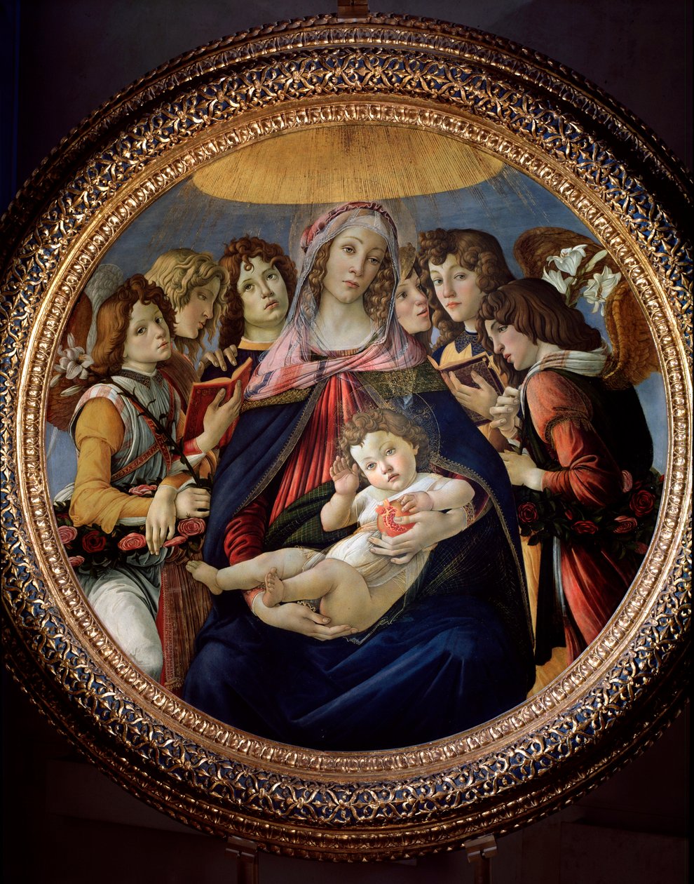 Vergine con Bambino e Sei Angeli detta Madonna della Melagrana o Melograno da Sandro Botticelli