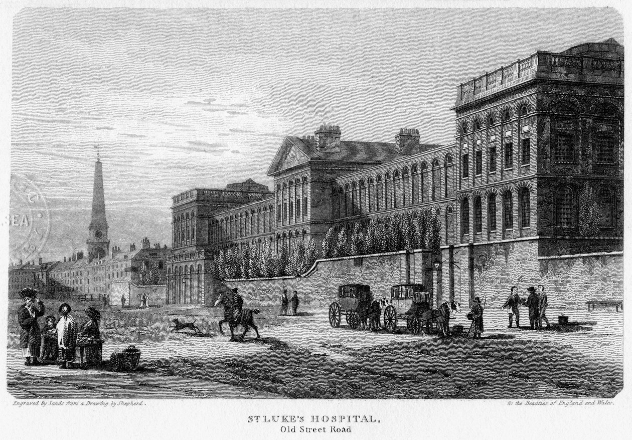 Ospedale di San Luca, Old Street, Finsbury, Londra, 1815 da Sands