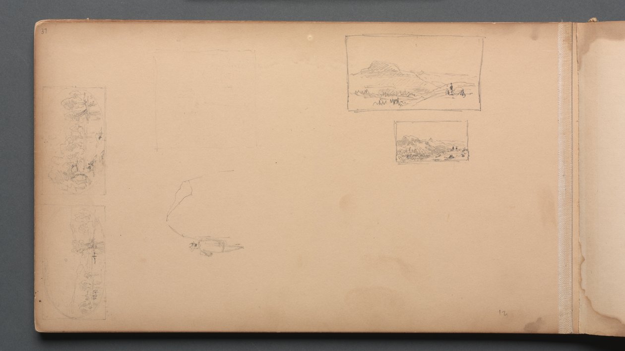 Taccuino, pagina 37: Vignette del paesaggio del Maine, 1859 da Sanford Robinson Gifford