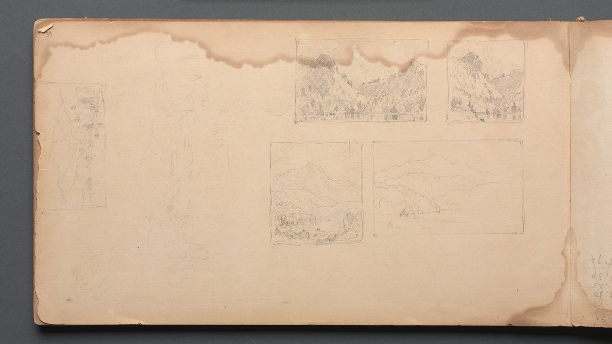 Taccuino, pagina 39: Paesaggi del Maine, 1859 da Sanford Robinson Gifford