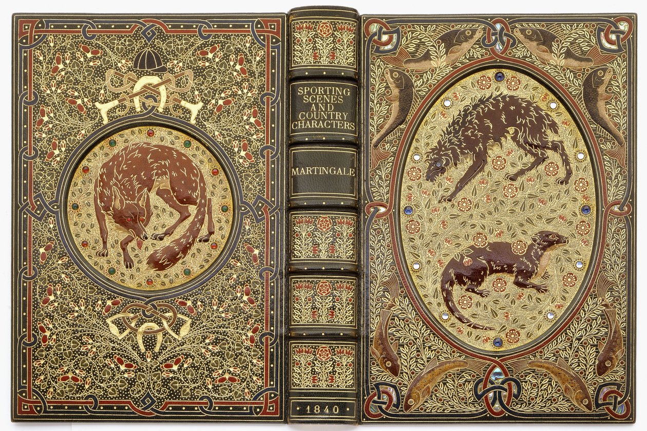 Rilegatura ornamentale con pietre preziose, raffigurante diversi animali da Sangorski and Sutcliffe