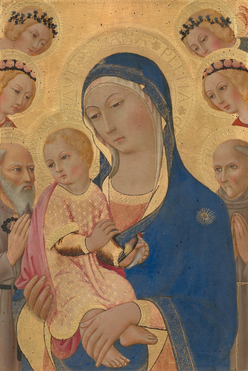 Madonna col Bambino con San Girolamo, San Bernardino e angeli, c. 1460-1470 da Sano di Pietro