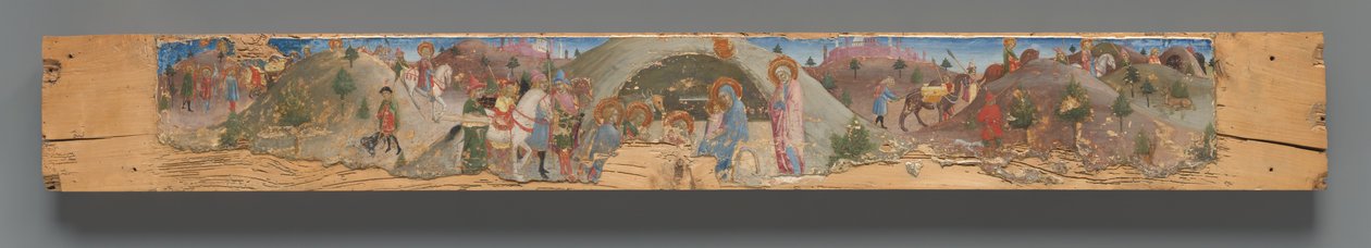 Die Anbetung der Heiligen Drei Könige mit knienden Mitgliedern der Bruderschaft da Sano di Pietro