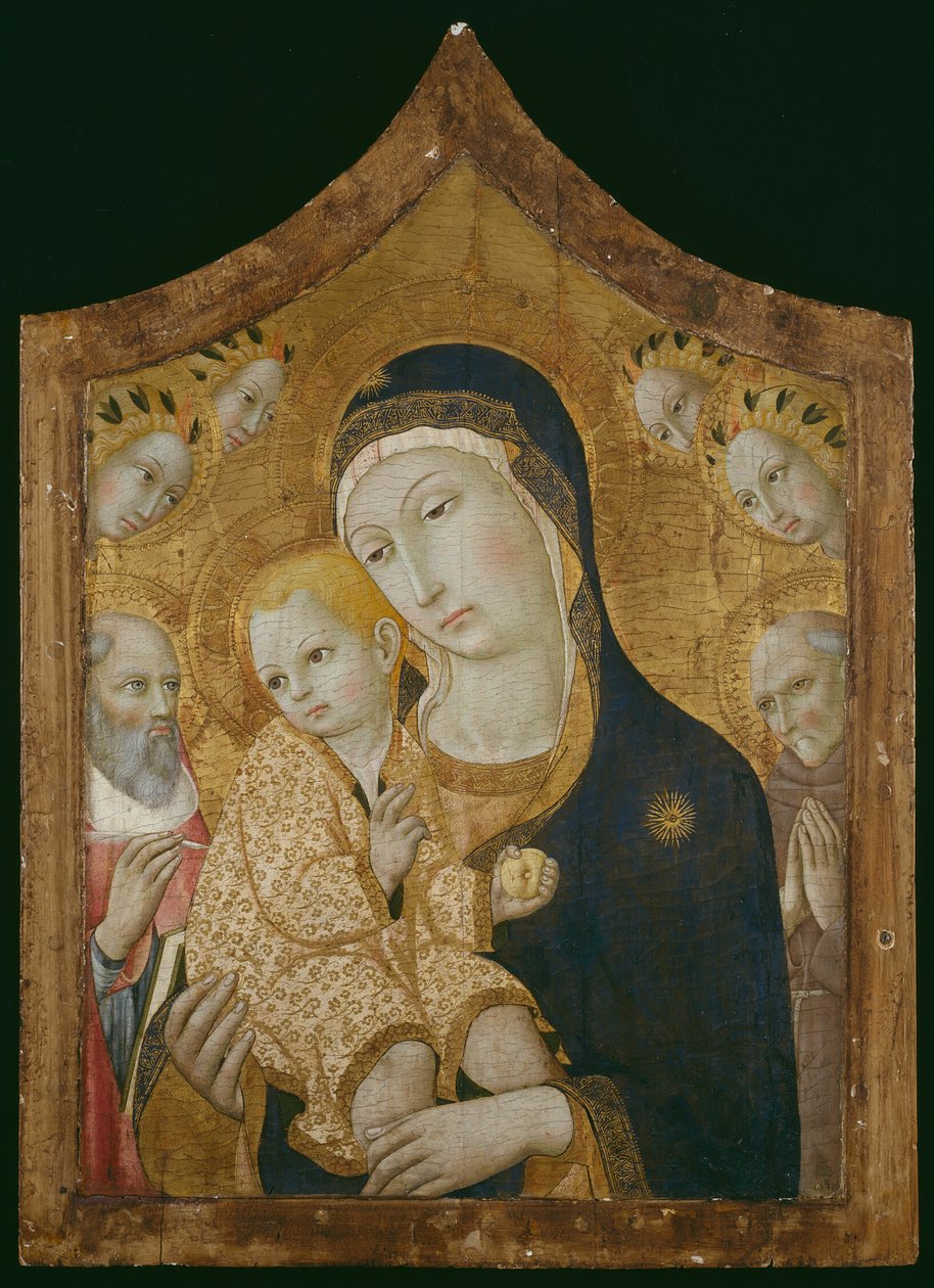 Vergine e Bambino con i santi Girolamo, Bernardino da Siena e angeli da Sano di Pietro