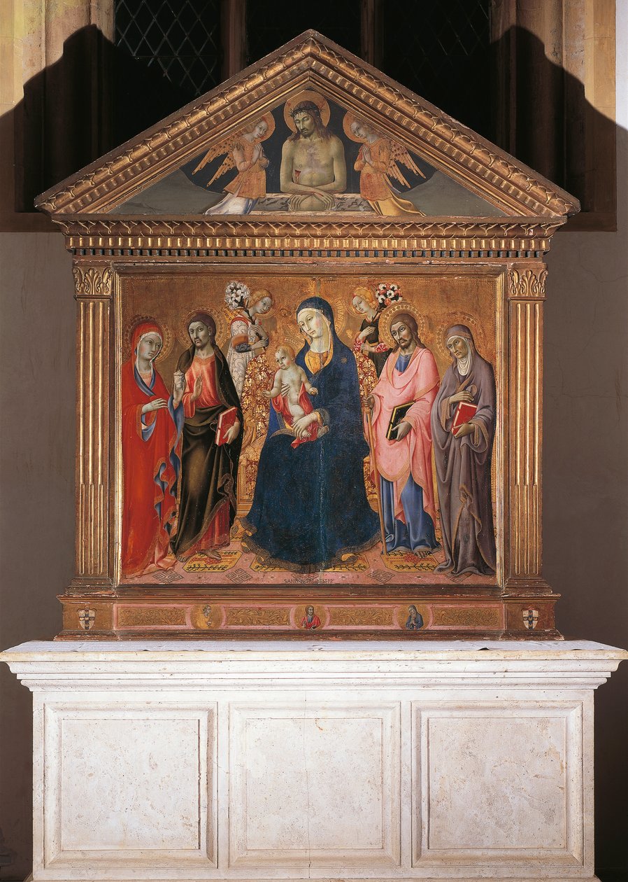 Madonna col Bambino con Santi e Cristo in Pietà da Sano di also Ansano di Pietro di Mencio Pietro