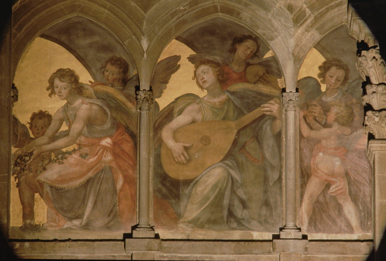 Angeli musicali in un chiostro trompe l