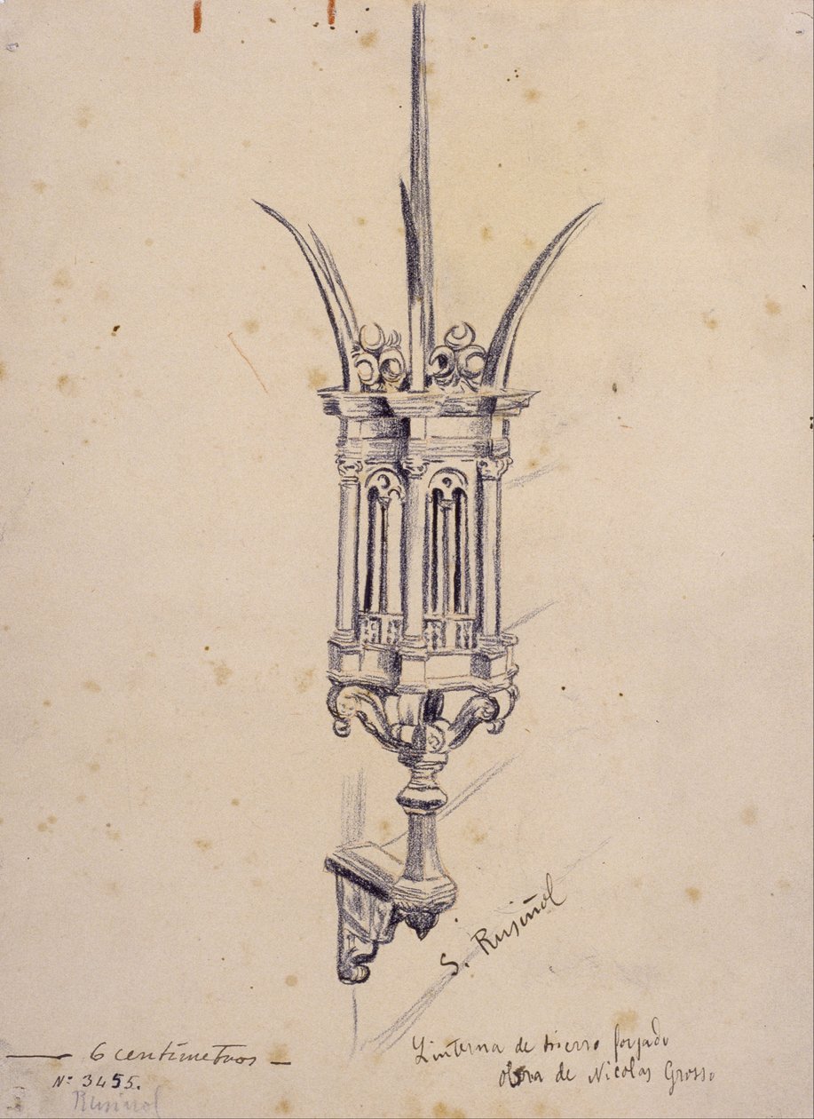Copia di una Lampada in Ferro Battuto di Nicolas Grosso da Santiago Rusiñol