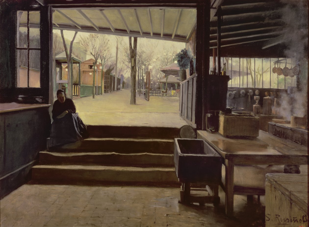 La cucina o il laboratorio del Moulin de la Galette, Parigi da Santiago Rusinol i Prats