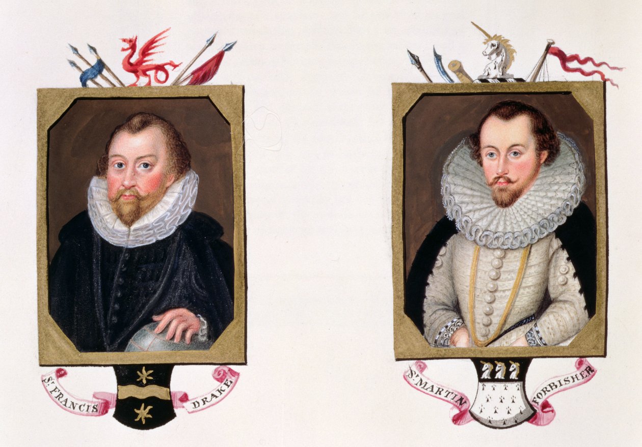 Doppio ritratto di Sir Francis Drake e Sir Martin Frobisher da 