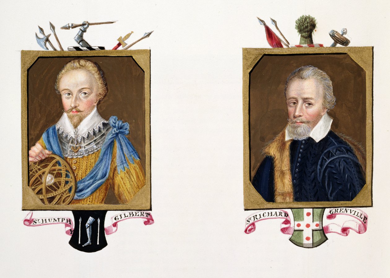 Doppio ritratto di Sir Humphrey Gilbert (c.1539-83) e Sir Richard Grenville (c.1541-91) da 