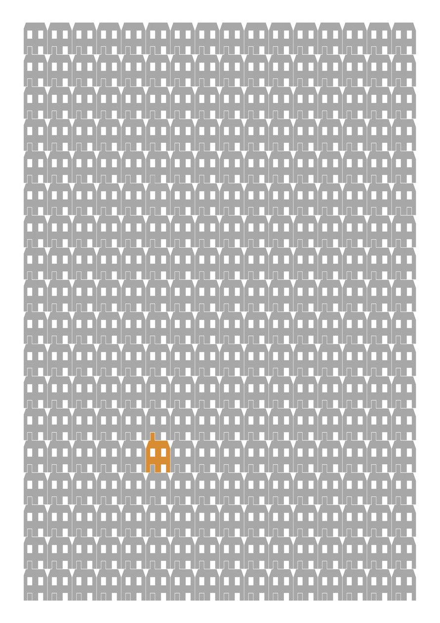 Grey Paper House Repeat Print, 2014 (stampa giclée grafica) da Sarah Evans