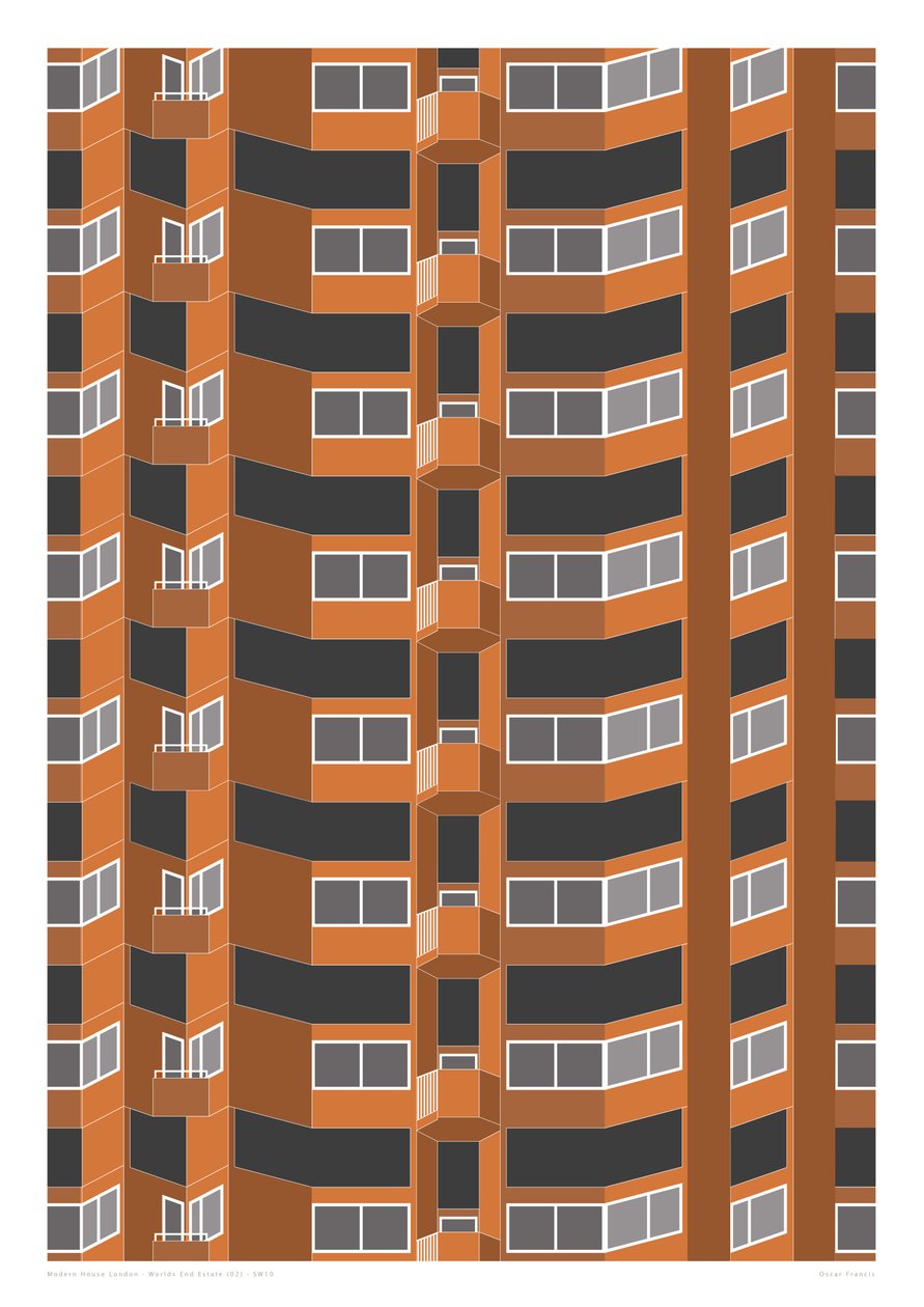 Worlds End Estate, 2014 (stampa giclée grafica) da Sarah Evans