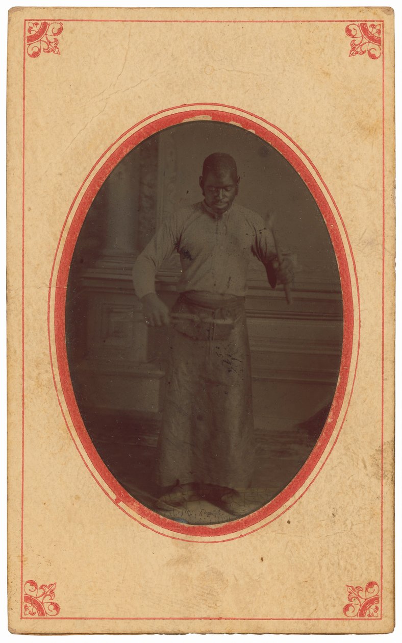 Ritratto di uomo con attrezzi, 1875 ca. 1875 (foto) da Sarah Luse Larimer