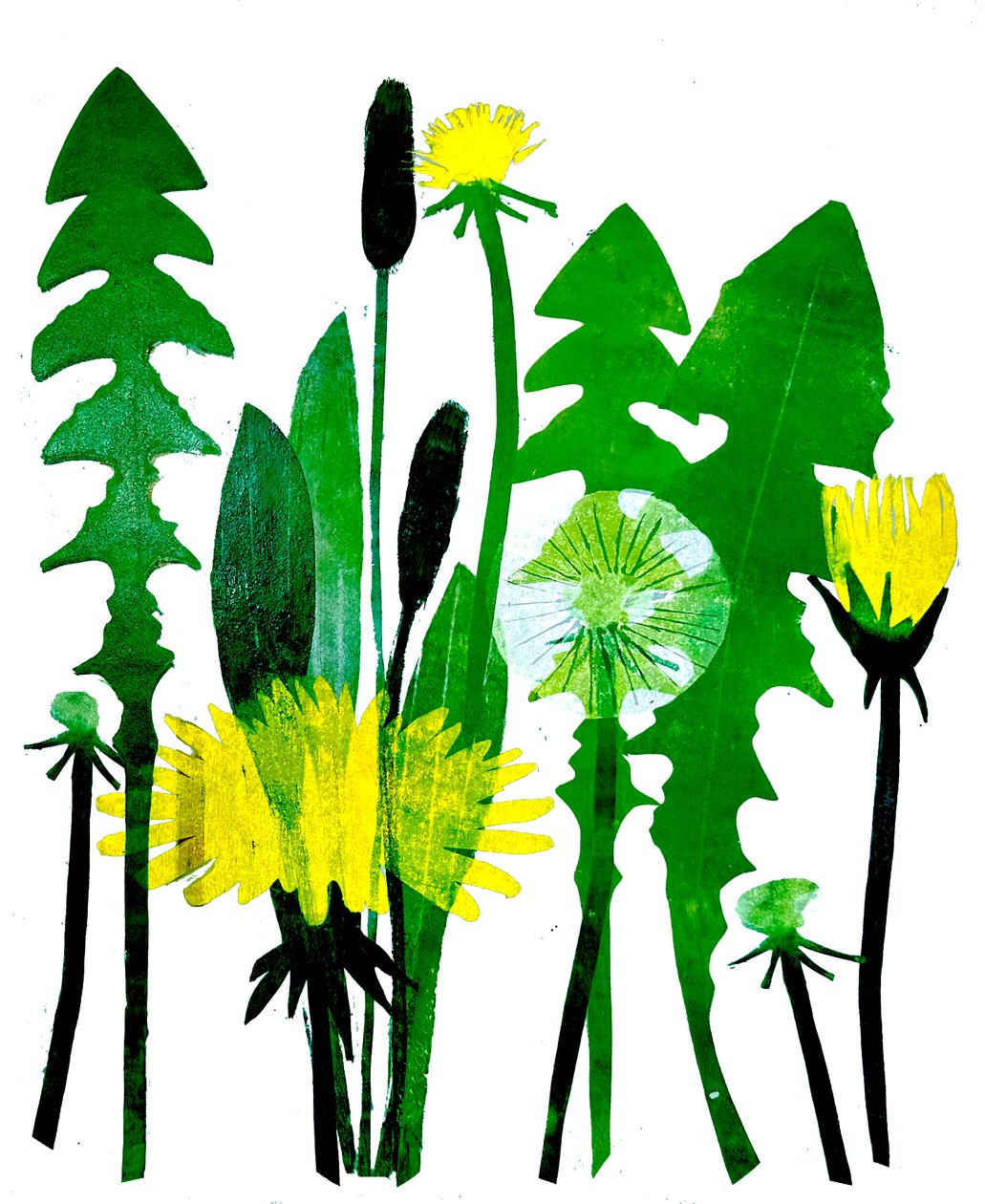 Dandelions, 2024 (olio su tavola) da Sarah Thompson Engels