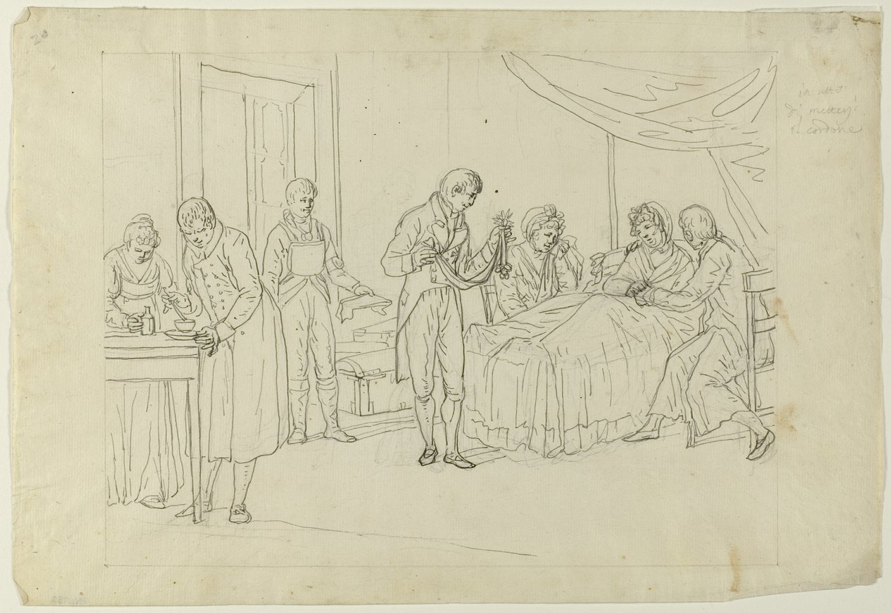 Scena di malattia a letto da Saverio della Gatta