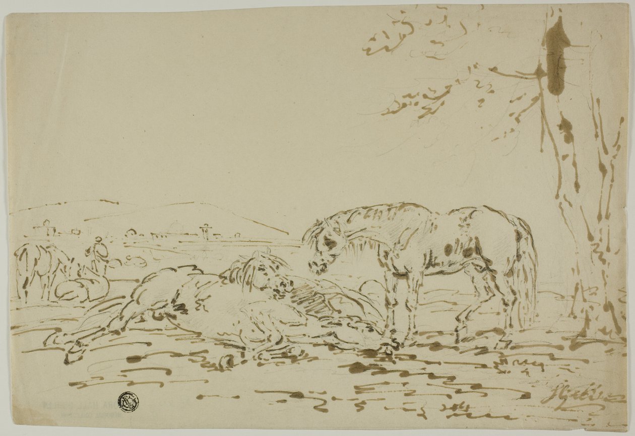 Paesaggio con cavalli in primo piano da Sawrey Gilpin