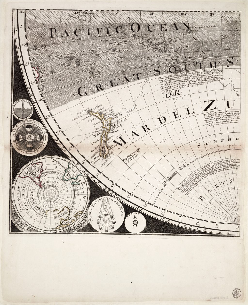 Nuova e corretta mappa del mondo (sezione), c.1774 da Sayer & Bennett