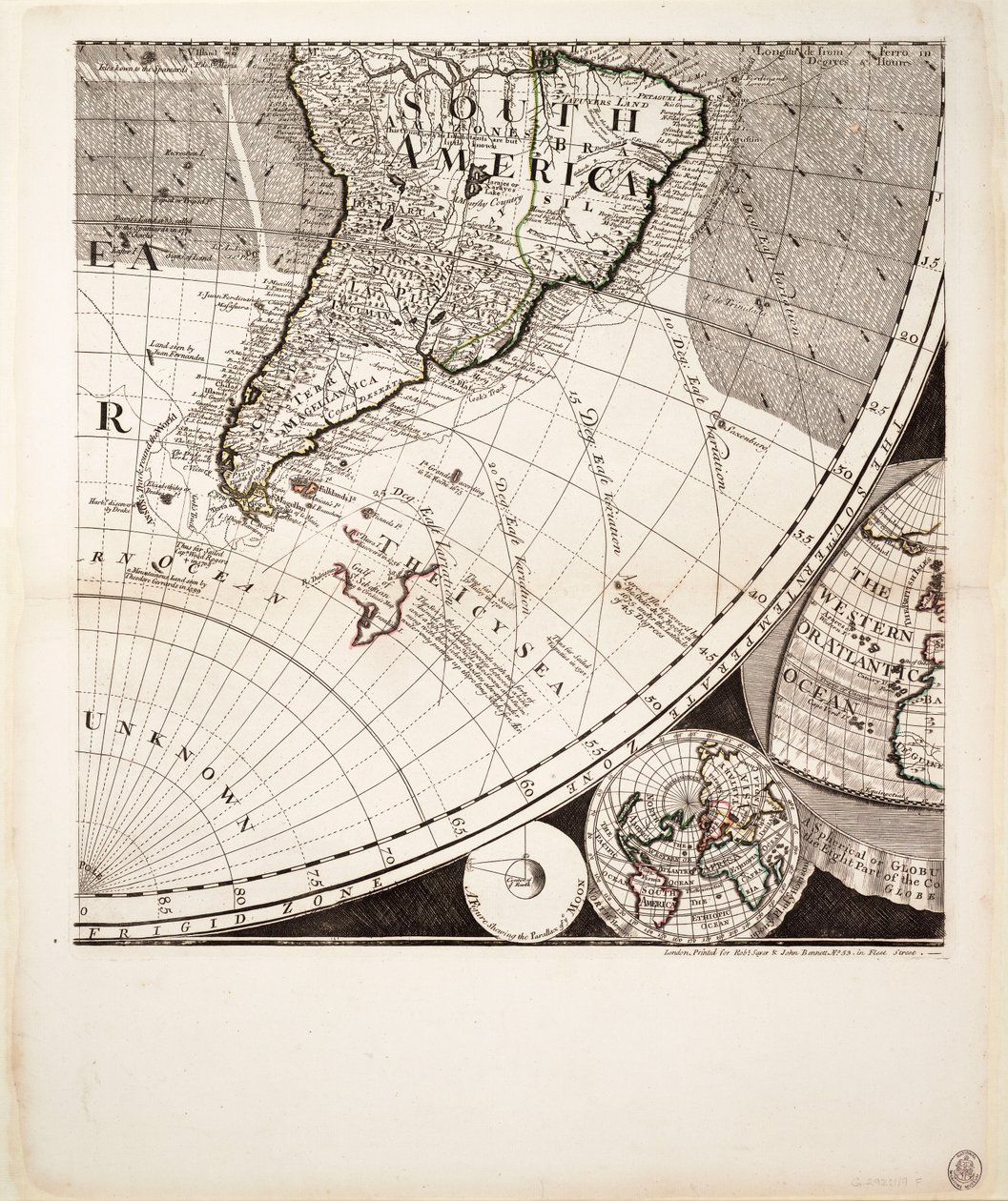 Una nuova e corretta mappa del mondo (sezione), c.1774 da Sayer & Bennett