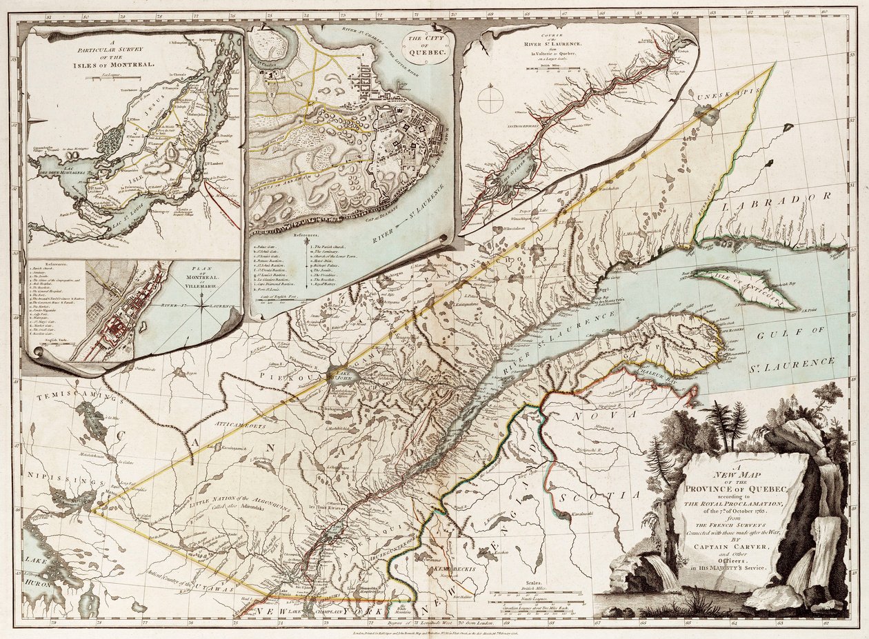 Mappa del Quebec, Canada da Sayer & Bennett