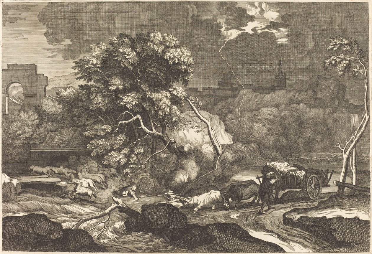 Paesaggio con carrettiere spaventato da Sébastien Bourdon