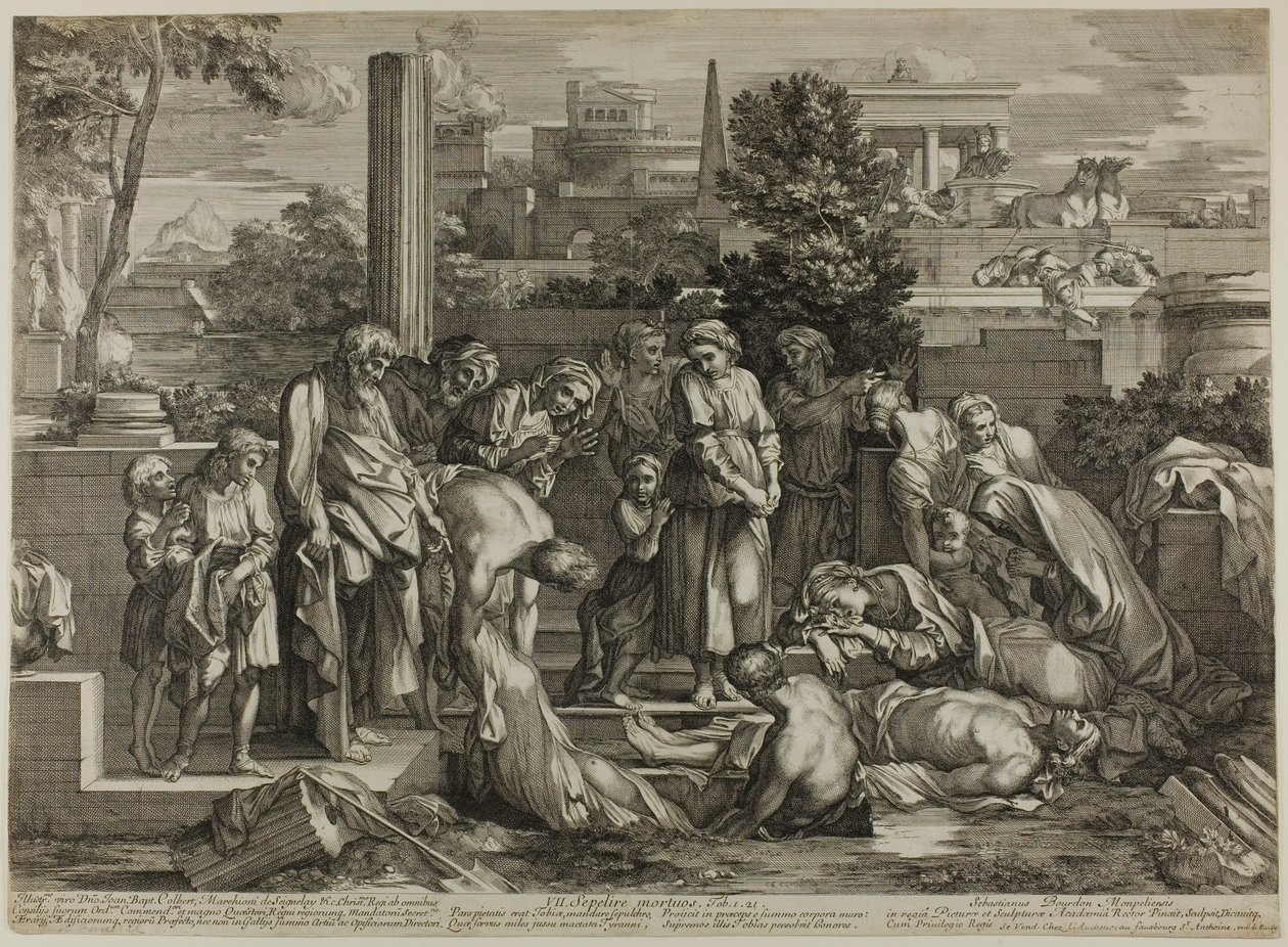 Seppellire i morti, da Le opere di misericordia da Sébastien Bourdon