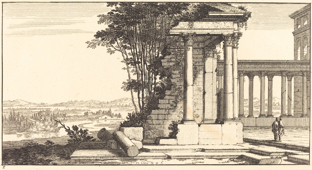 Paesaggio con rovine classiche da Sébastien  Le Clerc I
