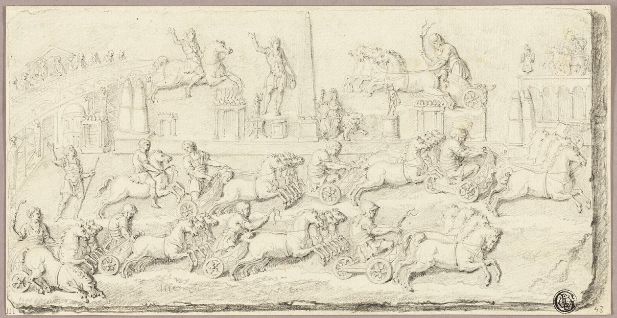 Corsa di carri romani (dopo un bassorilievo antico) da Sébastien Le Clerc the Younger