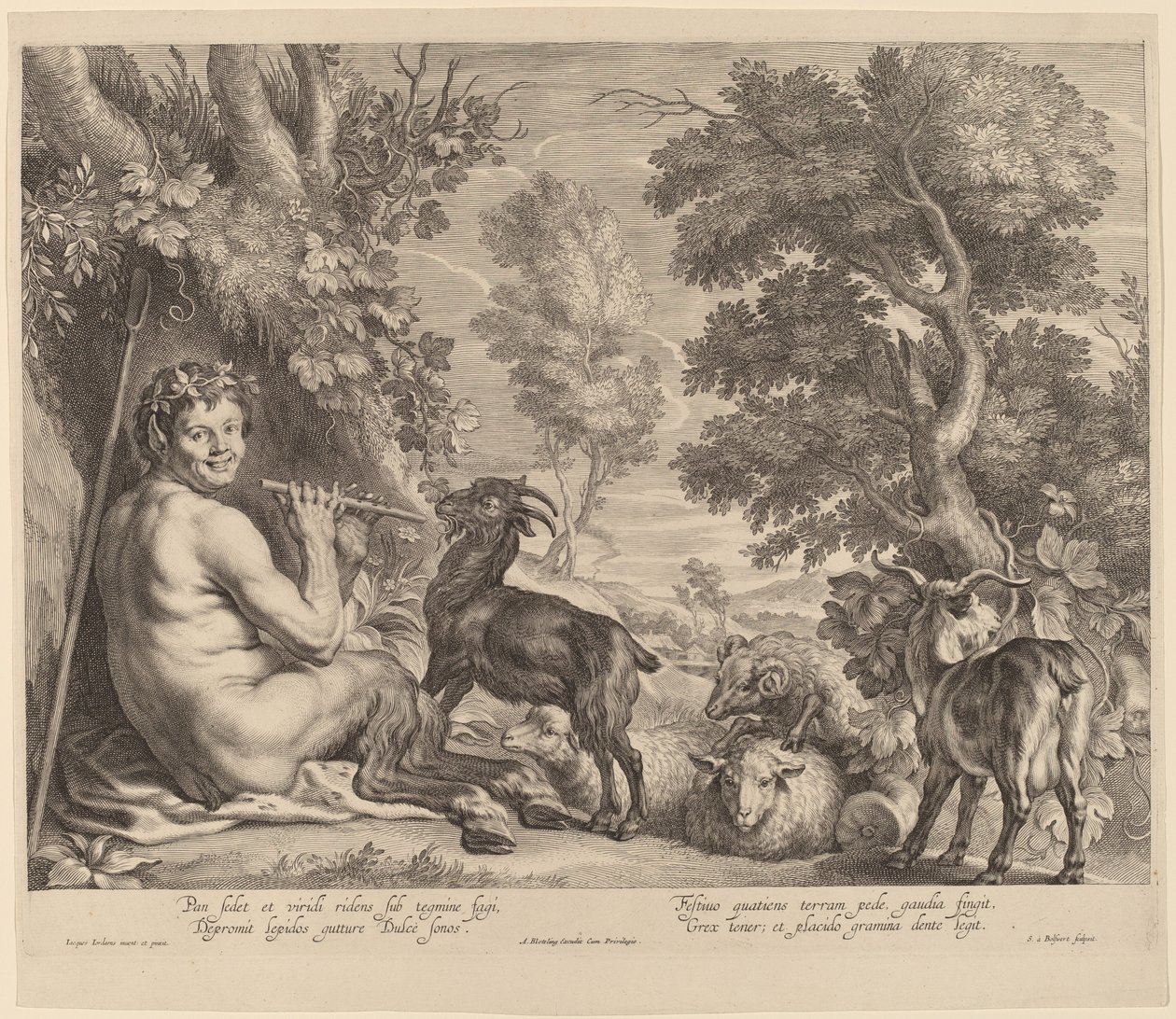 Pan che suona il flauto da Schelte Adams Bolswert after Jacob Jordaens