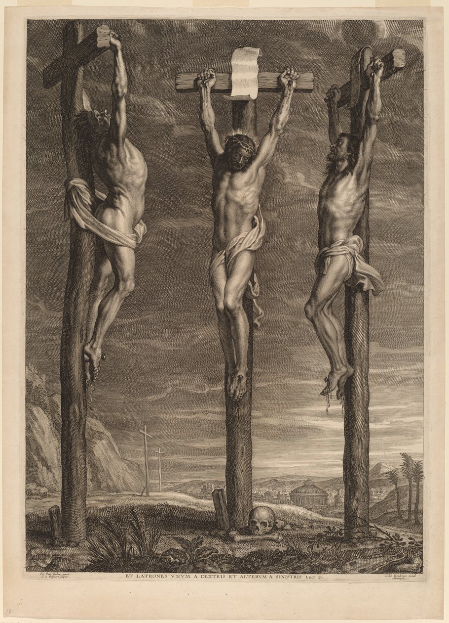 Cristo crocifisso tra due ladroni da Schelte Adams Bolswert after Sir Peter Paul Rubens