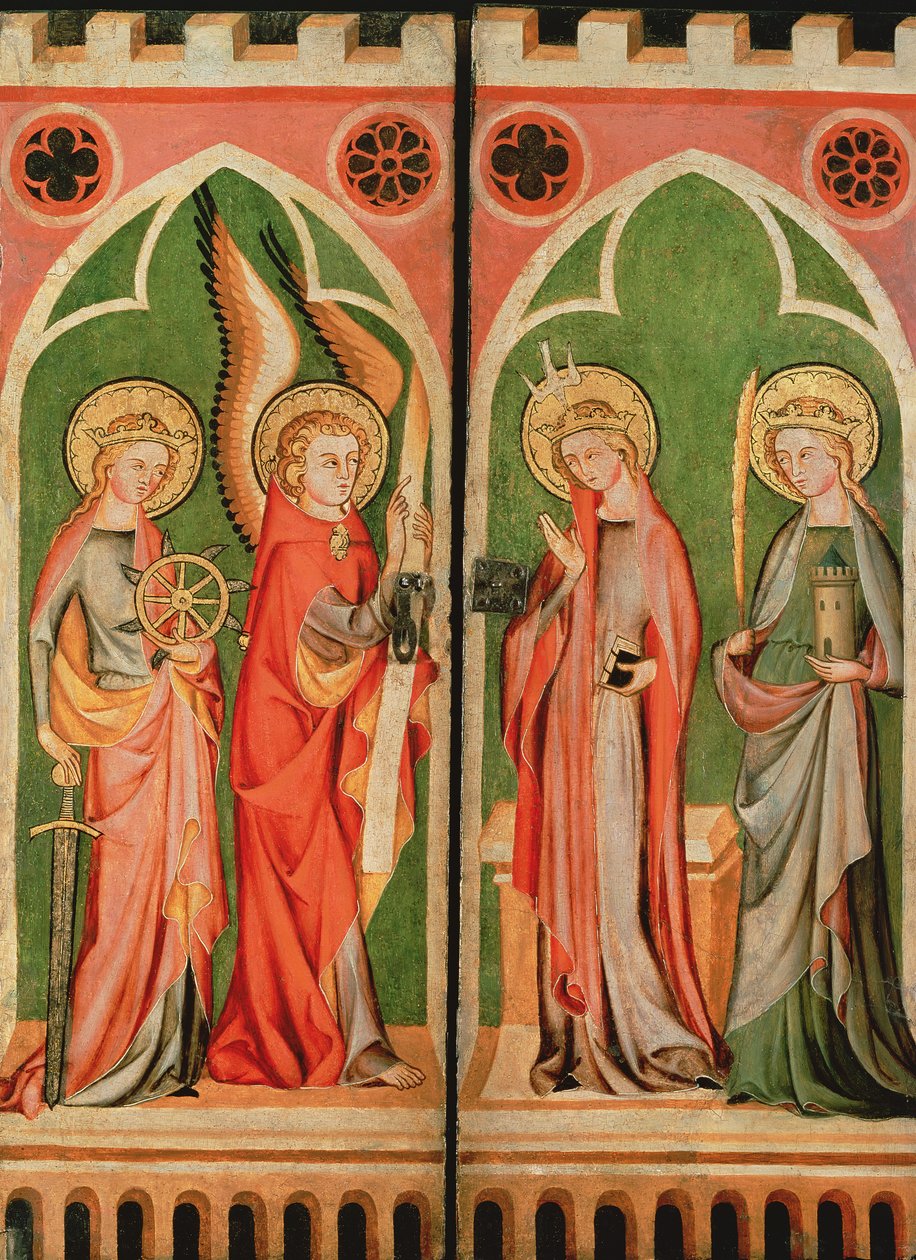 Annunciazione con S.S. Barbara e Caterina, 1310-40 da School of Cologne